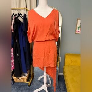 Asymmetrical Peach Silk MASON Dress SIZE 0 NWT party cocktail summer